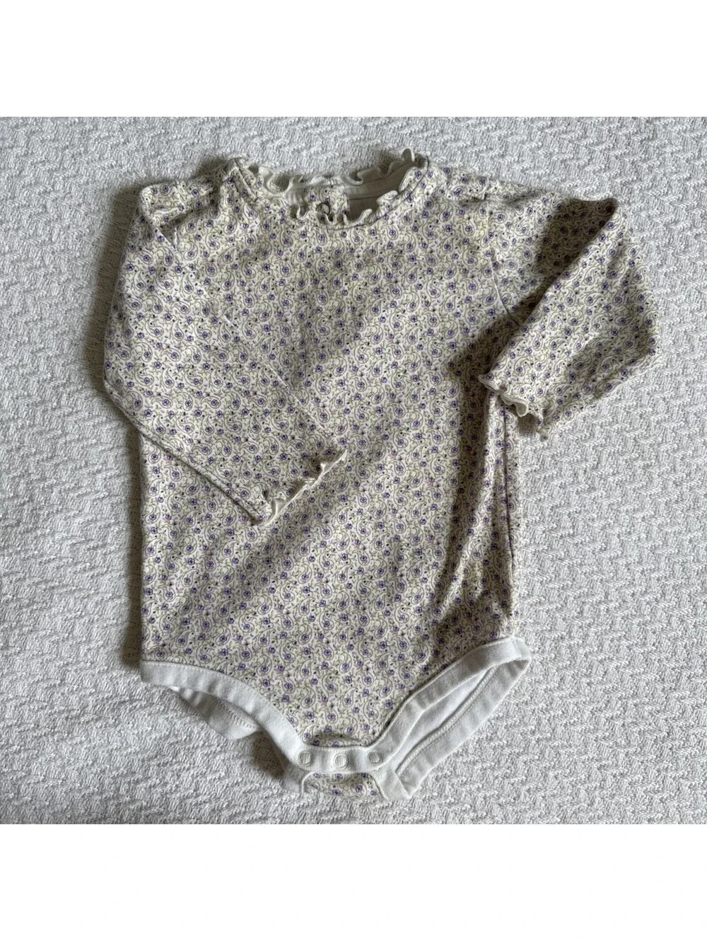 Vintage 2002 Gymboree Pink Floral Paisley Ruffle Collar Bodysuit 6-12M Snap